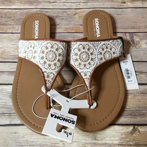 NWT Sonoma L(9-10) Brown and White Sandals